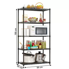 Polcállvány, 5 polcos, fekete, SUER TYP 2