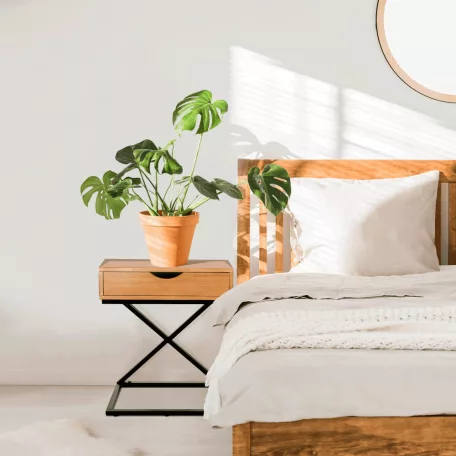 Kisasztal/éjjeliszekrény, tölgyfa/fekete, VIRED