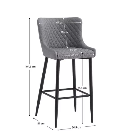 Bárszék, szürke/fekete, CEZARIA