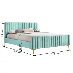 Ágy ágyráccsal, neo mint/króm arany matt, 160x200, KAISA