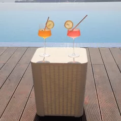 Kerti tároló doboz/kisasztal, fehér, UGUR