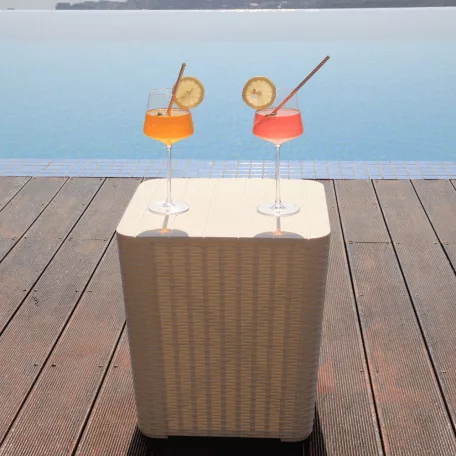 Kerti tároló doboz/kisasztal, fehér, UGUR