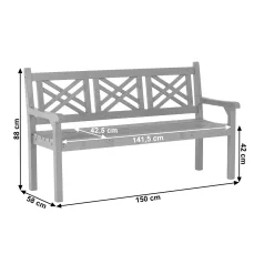 Fából készült kerti pad, szürke, 150 cm, FABLA