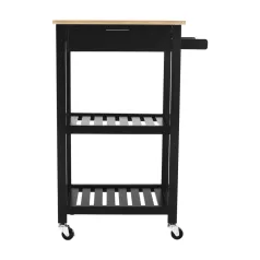 Tálalókocsi, természetes/fekete, ARETE