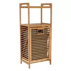 Szennyeskosár, natúr bambusz/szürke, KERI NEW