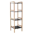 4 polcos állvány, természetes/fekete, NAOKO