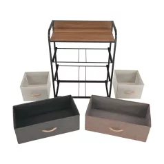 Komód szövet fiókokkal, bézs/barna, HAZEL TYP 2