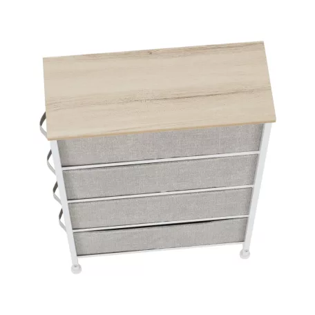 Komód szövet fiókokkal, világosszürke/fehér/bézs, OFELIA TYP 2