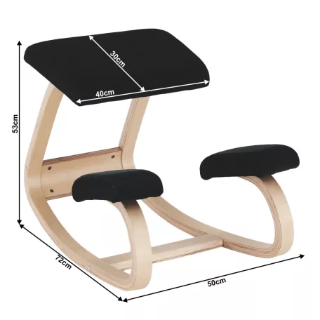 Egyensúlyfejlesztő  térdelőszék, fekete/természetes, RENAR