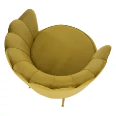   Fotel Art-deco stílusban, mustár színű Velvet anyag/gold chróm-arany, NOBLIN