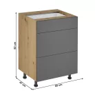 Alsó szekrény, artisan tölgy/szürke matt, LANGEN D60S3