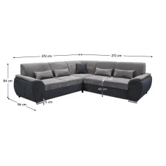   Ülőgarnitúra, sötét szürke/szürke Soro anyag, jobbos kivitel, EMILY