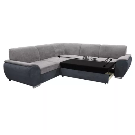 Ülőgarnitúra, sötét szürke/szürke Soro anyag, balos, kivitel, EMILY