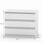 3 fiókos komód, fehér, HANY NEW  003