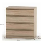 4 fiókos komód, tölgy sonoma, HANY NEW 004