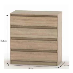 4 fiókos komód, tölgy sonoma, HANY NEW 004