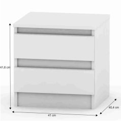 2 fiókos éjjeliszekrény, fehér, HANY NEW 002