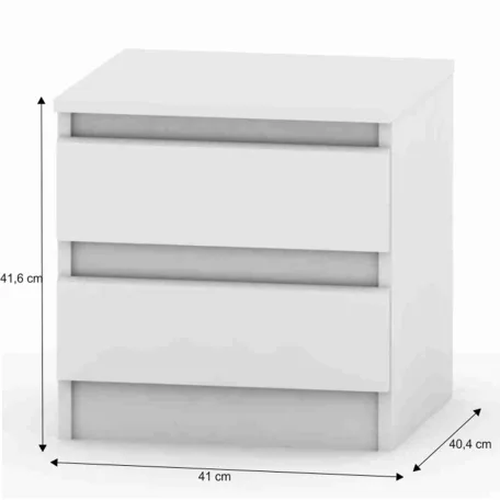 2 fiókos éjjeliszekrény, fehér, HANY NEW 002