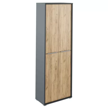 Magas szekrény polcokkal, grafit/tölgyfa artisan, RIOMA NEW TYP 05