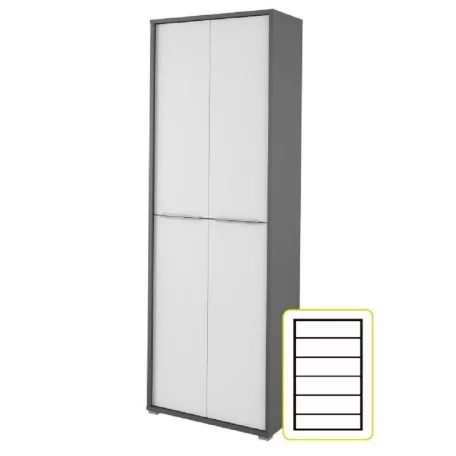 Magas polcos szekrény, grafit/fehér, RIOMA NEW TYP 05