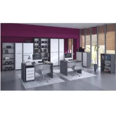 Számítógépasztal, grafit/fehér, RIOMA NEW TYP 12