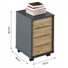 Irodai konténer, grafit/tölgyfa artisan, RIOMA NEW TYP 14