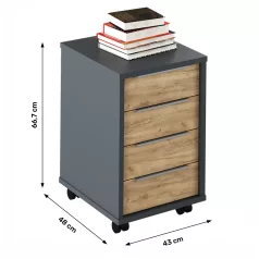 Irodai konténer, grafit/tölgyfa artisan, RIOMA NEW TYP 14