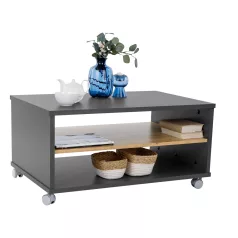 Dohányzóasztal, grafit/tölgyfa artisan, RIOMA NEW TYP 32