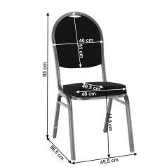 Szék, rakásolható, fekete anyag/szürke váz, JEFF 3 NEW