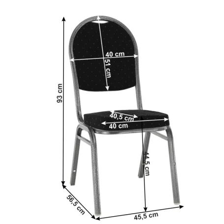 Szék, rakásolható, fekete anyag/szürke váz, JEFF 3 NEW