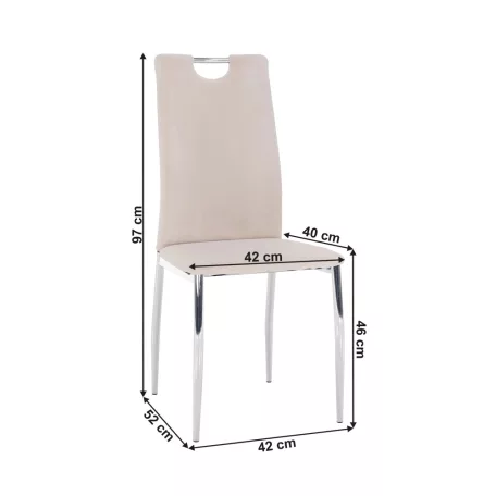 Étkezőszék, bézs Dulux Velvet szövet/króm, OLIVA NEW