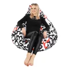 Babzsák, fehér/fekete/szürke/piros minta, ELION