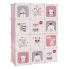 Gyerek moduláris szekrény, rózsaszín/gyerek minta, NURMI