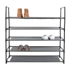 Cipőtartó, 5 soros, fém, fekete, szövet polcokkal, MADILO