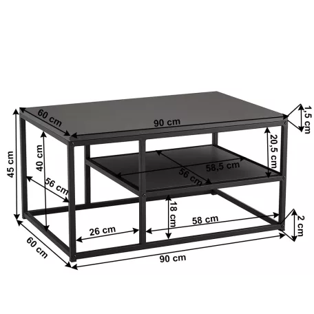 Dohányzóasztal, grafit/fekete, BARMIO