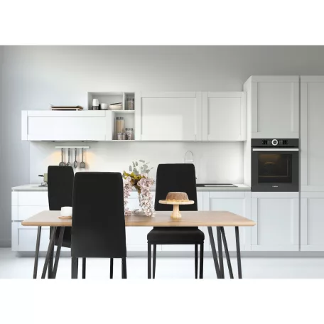 Étkezőasztal, tölgy/fekete, 150x80 cm, FRIADO