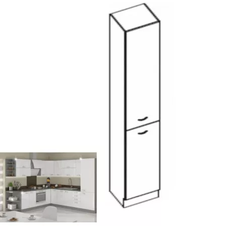 Magas élelmiszer szekrény, fehér magasfényű, PRADO 40 DK-210 2F