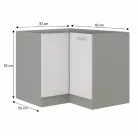 Alsó sarokszekrény, fehér magas fényű fehér, PRADO 90/90 DN ZB