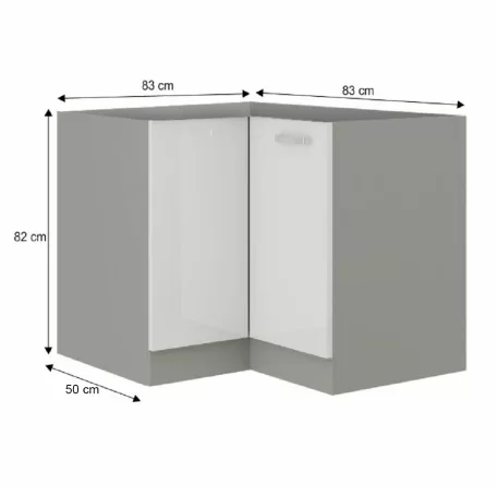 Alsó sarokszekrény, fehér magas fényű fehér, PRADO 90/90 DN ZB