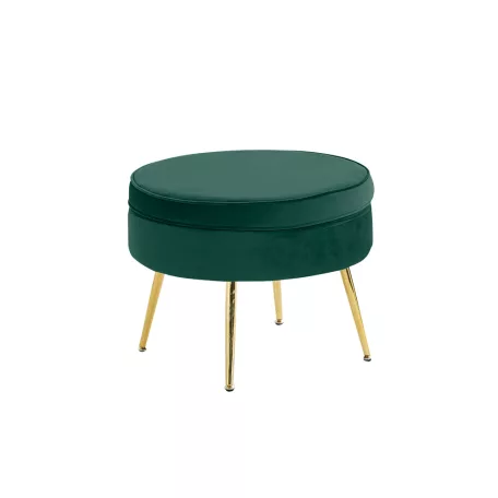 Luxus zsámoly/puff, smaragd Velvet szövet/króm arany, Art-deco, NOBLIN TYP 1