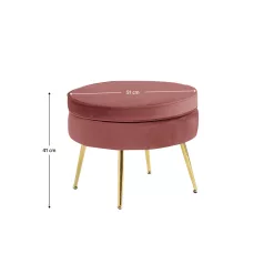   Luxus zsámoly/puff, rózsaszín Velvet szövet/króm arany, Art-deco, NOBLIN TYP 1