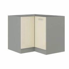   Alsó sarokszekrény, szürke/krém extra magasfényű, PRADO 90/90 DN ZB