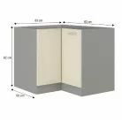 Alsó sarokszekrény, szürke/krém extra magasfényű, PRADO 90/90 DN ZB