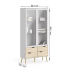 Vitrines szekrény, fehér/tölgy sonoma, OSLO 75462