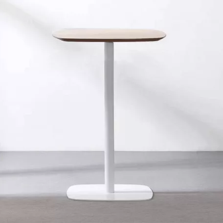 Bárasztal, tölgy/fehér, MDF/fém, átmérő 60 cm, HARLOV