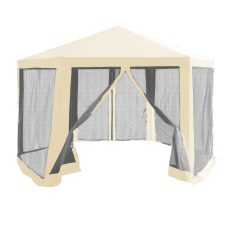   Kerti pavilon sátor, 3,9x2,5x3,9m, bézs/fekete, RINGE TYP 2+6 oldal