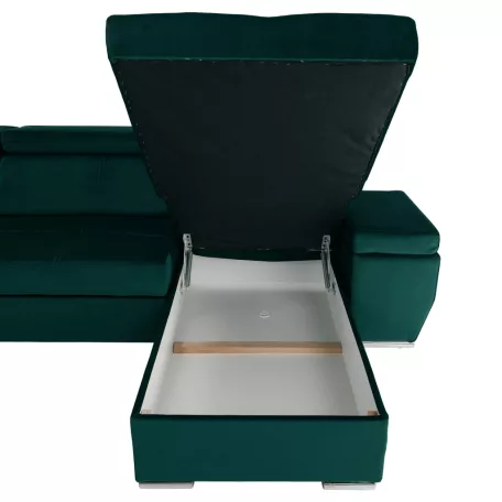 Ülőgarnitúra, smaragd, jobbos, LAMORA U