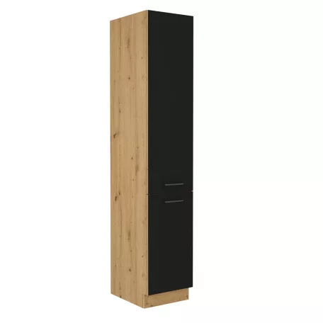 Élelmiszer szekrény, matt fekete/artisan tölgy, MONRO 40 DK-210 2F