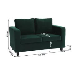 Teljesen kárpitozott heverő, smaragd szövet, LUANA