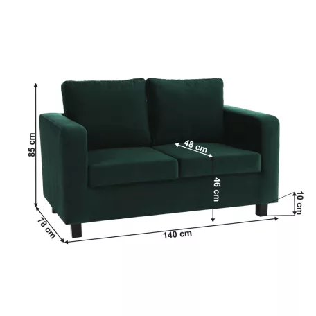 Teljesen kárpitozott heverő, smaragd szövet, LUANA